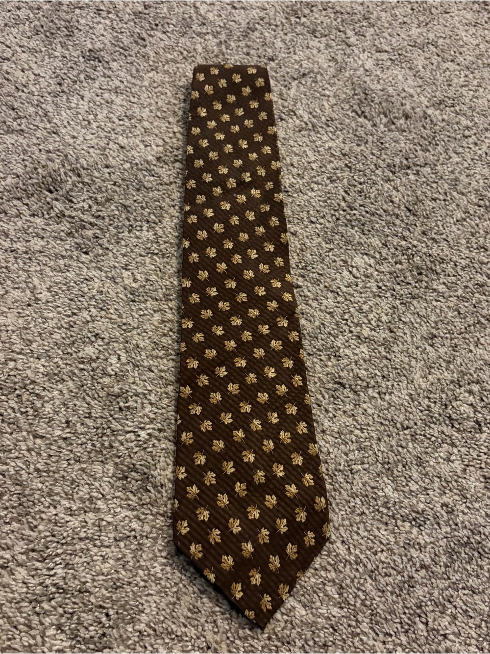 Kenneth Cole New York Men’s All Silk Brown Tie with Gold Floral Medallions